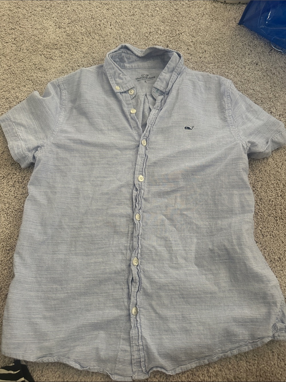 Vineyard Vines Light Blue Striped Short-Sleeve Button-Down Shirt